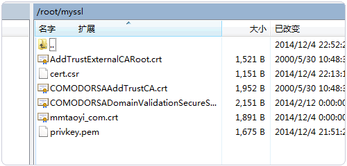 Namecheap SSL上传到服务器