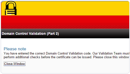 COMODO PositiveSSL完成邮箱验证